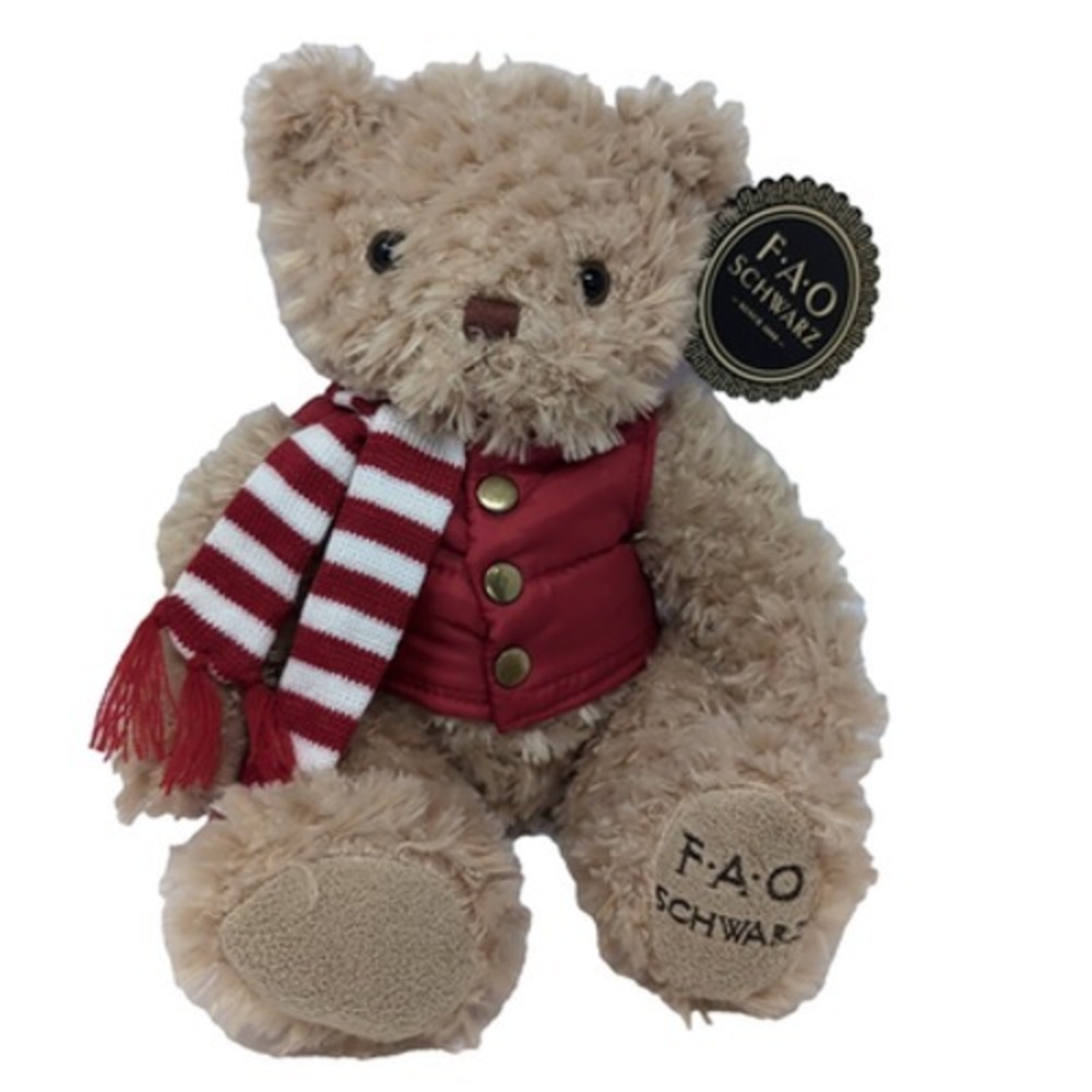 FAO Schwarz Anniversary Teddy Bear Toy Plush Stuffed Animal Plushie Scarf Vest